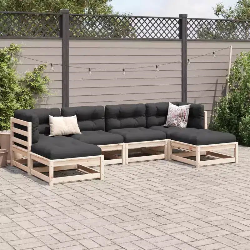 vidaXL Ensemble de canapés de jardin avec coussins Modulable Extérieur 6 pièces Bois de pin massif