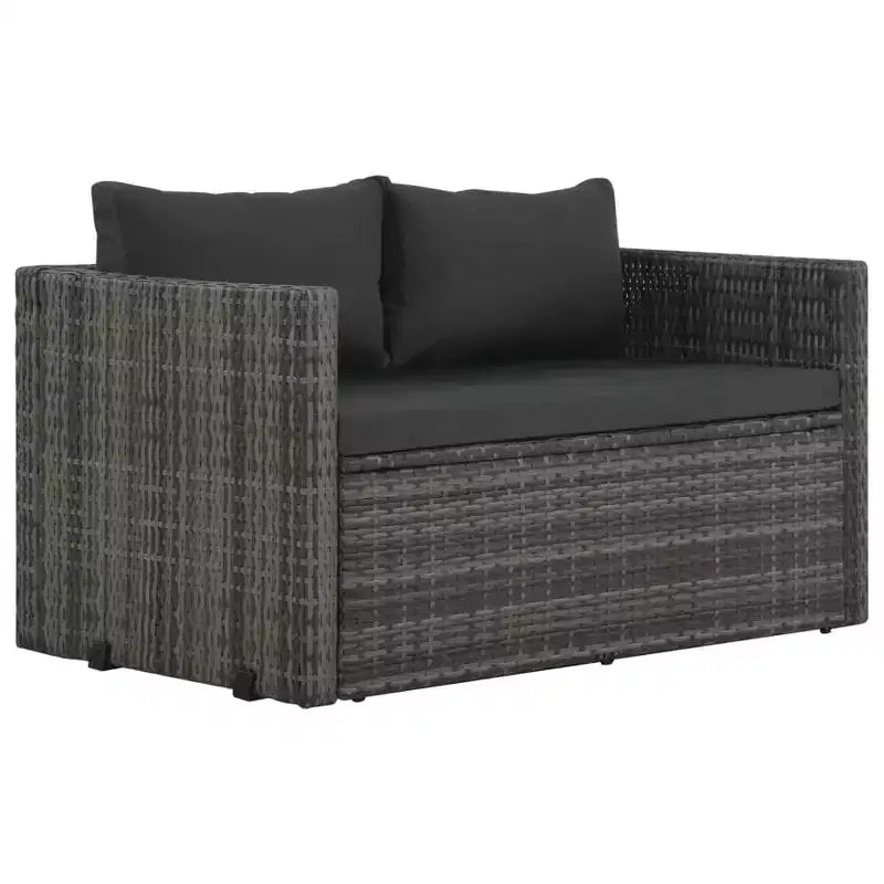 vidaXL Salon de jardin 3 pièces avec coussins en résine tressée gris