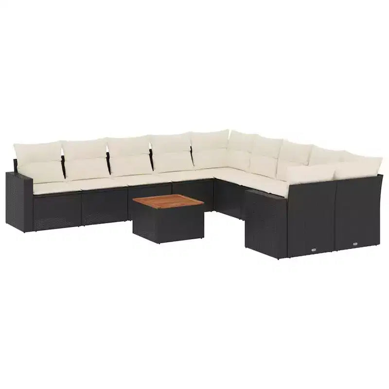 vidaXL Outdoor Sofa Set Solid Acacia Wood and Polyester Natural
