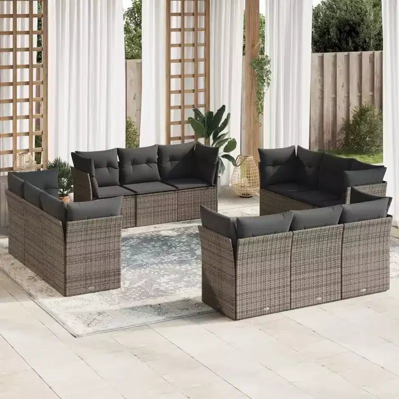 vidaXL Salon de jardin 12 pcs avec coussins résine tressée