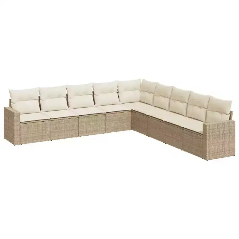 vidaXL Ensemble de canapé d'extérieur 9 pièces en résine tressée avec coussins Noir et crème Sans table