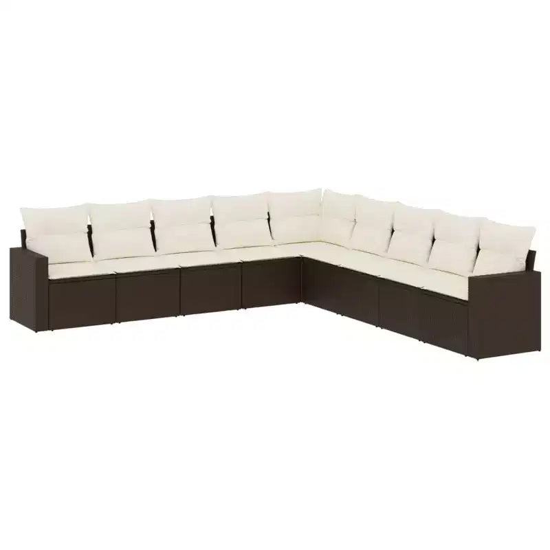 vidaXL Ensemble de canapé d'extérieur 9 pièces en résine tressée avec coussins Noir et crème Sans table