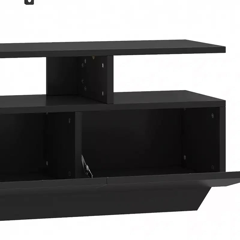 Meuble TV avec support pour téléviseurs de 65 pouces, centre de divertissement LED avec prise de courant, console multimédia TV avec rangement pour salon