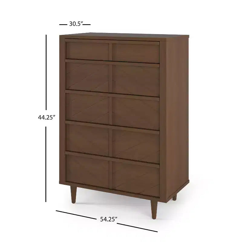 Commode 5 tiroirs pour chambre d'enfant ou bébé, kit anti-basculement inclus pour prévenir les chutes, finition non toxique et sans danger pour les bébés