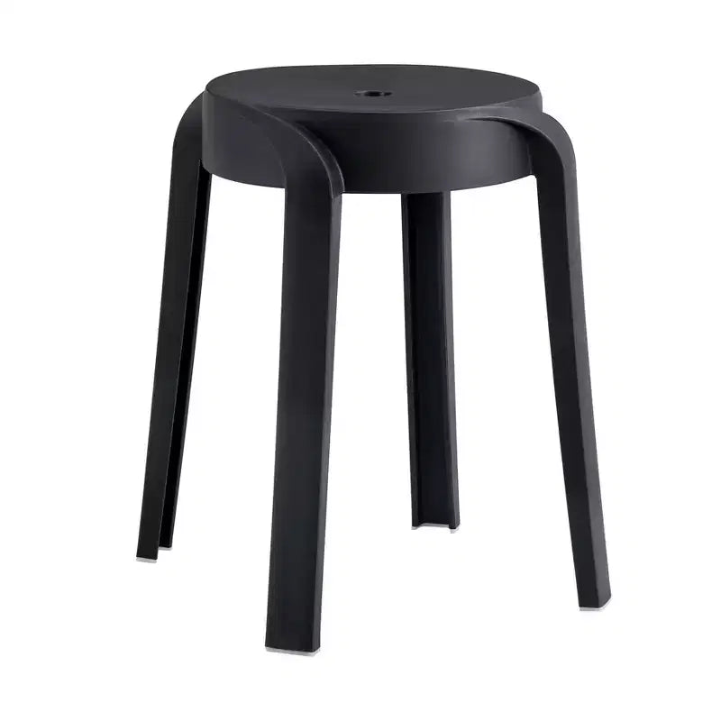 Lot de 6 tabourets ronds noirs en plastique, empilables, 150 kg, intérieur/extérieur, parfaits pour la salle de classe, la maison, le bureau