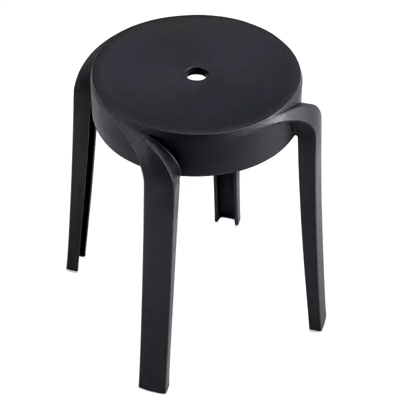 Lot de 6 tabourets ronds noirs en plastique, empilables, 150 kg, intérieur/extérieur, parfaits pour la salle de classe, la maison, le bureau