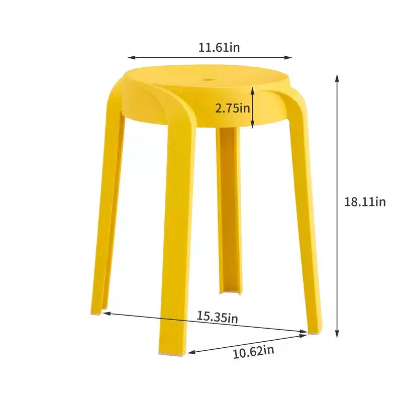 Lot de 6 tabourets ronds noirs en plastique, empilables, 150 kg, intérieur/extérieur, parfaits pour la salle de classe, la maison, le bureau