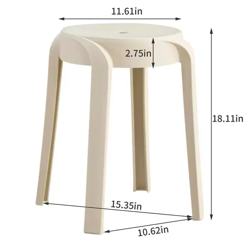 Lot de 6 tabourets ronds noirs en plastique, empilables, 150 kg, intérieur/extérieur, parfaits pour la salle de classe, la maison, le bureau