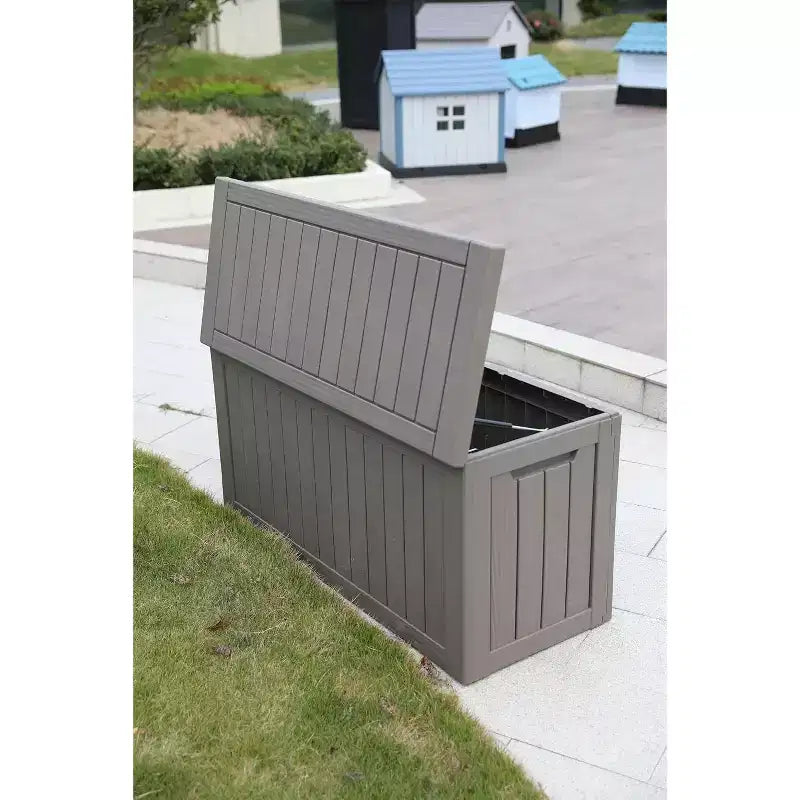 Coffre de rangement extérieur de 454 litres, en acier inoxydable avec insert, étanche, verrouillable et résistant aux UV pour meubles de patio, outils de jardin et accessoires de piscine