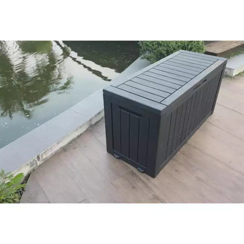 Coffre de rangement extérieur de 454 litres, en acier inoxydable avec insert, étanche, verrouillable et résistant aux UV pour meubles de patio, outils de jardin et accessoires de piscine
