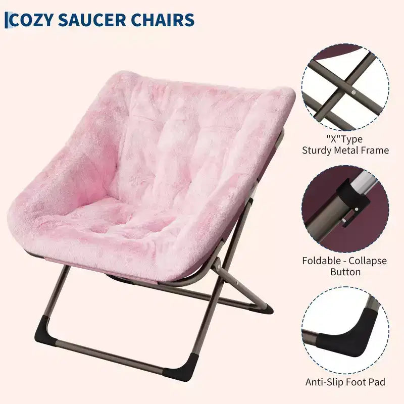 Canapé Paresseux - Fauteuil Soucoupe Confortable avec Coussin Doux et Pieds en Métal, Design Compact Idéal Salons, Appartements et Dortoirs