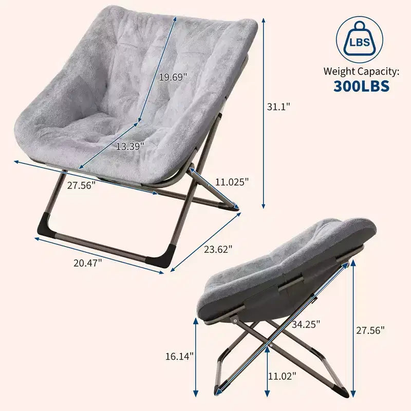 Canapé Paresseux - Fauteuil Soucoupe Confortable avec Coussin Doux et Pieds en Métal, Design Compact Idéal Salons, Appartements et Dortoirs