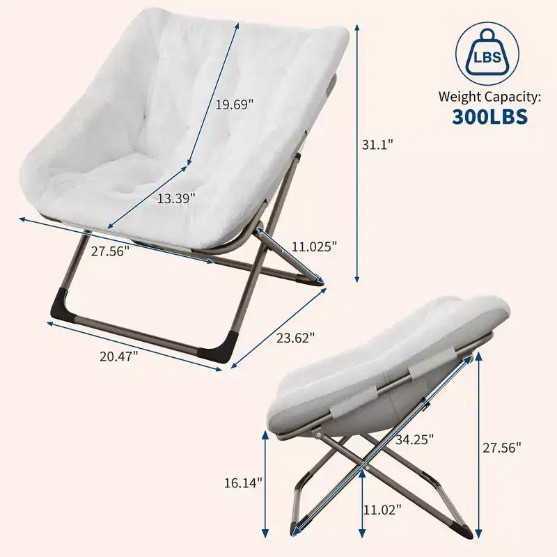 Canapé Paresseux - Fauteuil Soucoupe Confortable avec Coussin Doux et Pieds en Métal, Design Compact Idéal Salons, Appartements et Dortoirs