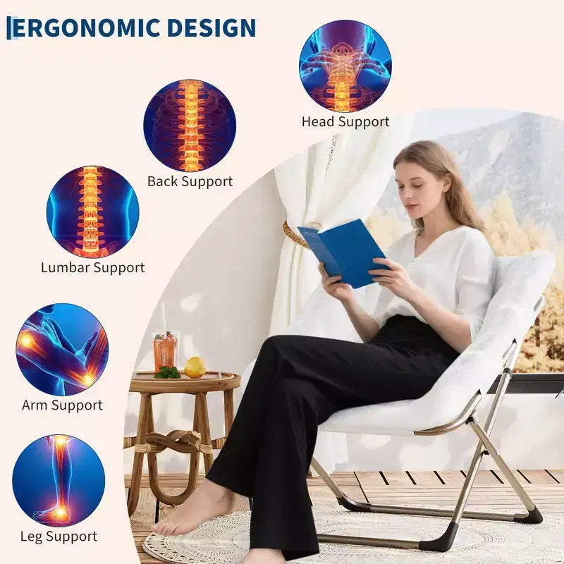 Canapé Paresseux - Fauteuil Soucoupe Confortable avec Coussin Doux et Pieds en Métal, Design Compact Idéal Salons, Appartements et Dortoirs
