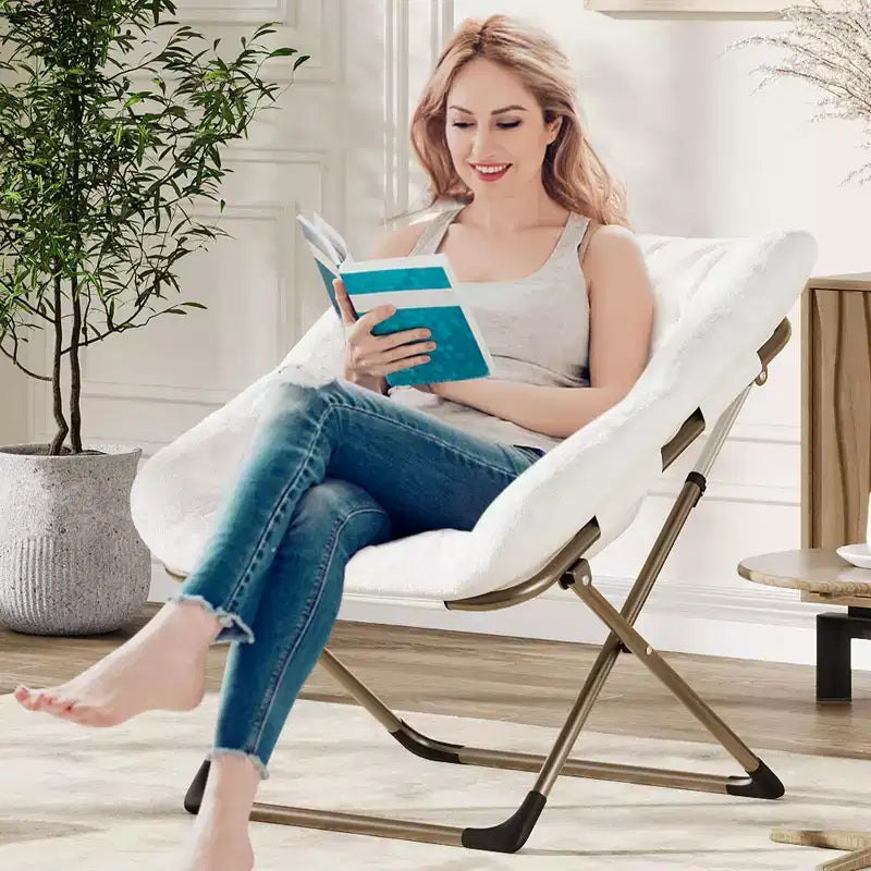 Canapé Paresseux - Fauteuil Soucoupe Confortable avec Coussin Doux et Pieds en Métal, Design Compact Idéal Salons, Appartements et Dortoirs