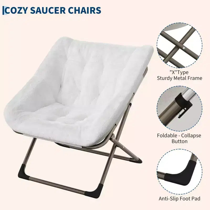 Canapé Paresseux - Fauteuil Soucoupe Confortable avec Coussin Doux et Pieds en Métal, Design Compact Idéal Salons, Appartements et Dortoirs