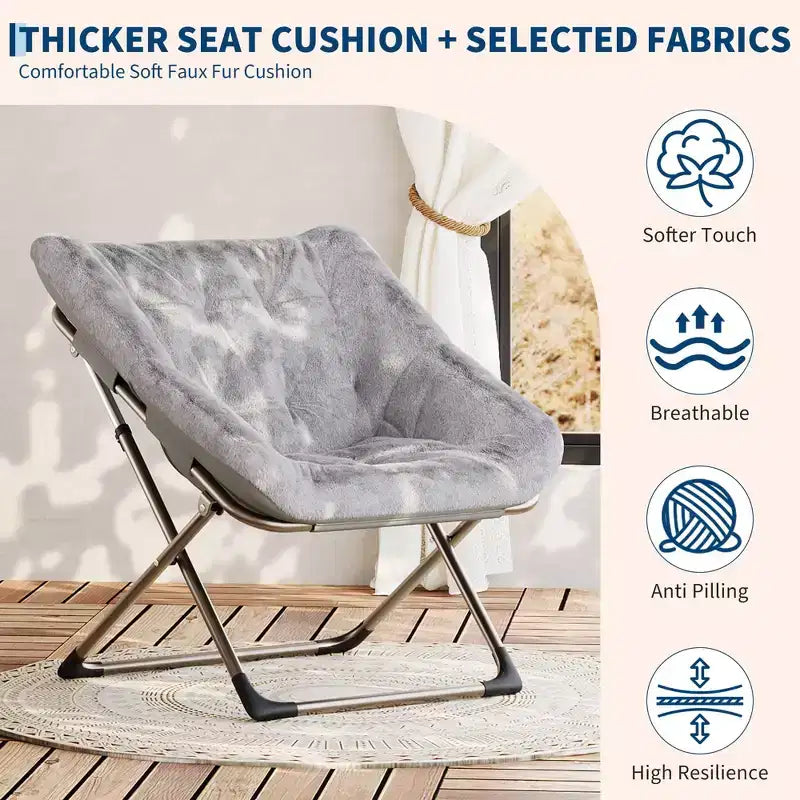 Canapé Paresseux - Fauteuil Soucoupe Confortable avec Coussin Doux et Pieds en Métal, Design Compact Idéal Salons, Appartements et Dortoirs