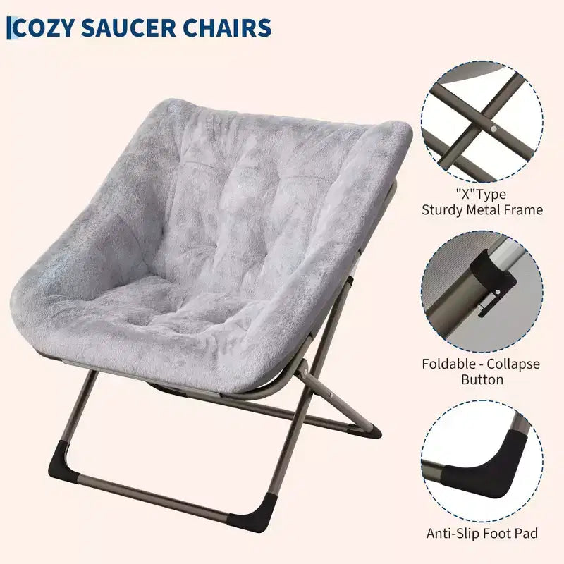 Canapé Paresseux - Fauteuil Soucoupe Confortable avec Coussin Doux et Pieds en Métal, Design Compact Idéal Salons, Appartements et Dortoirs