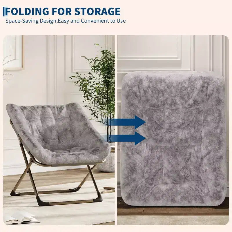 Canapé Paresseux - Fauteuil Soucoupe Confortable avec Coussin Doux et Pieds en Métal, Design Compact Idéal Salons, Appartements et Dortoirs