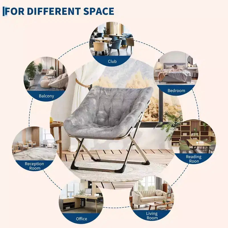 Canapé Paresseux - Fauteuil Soucoupe Confortable avec Coussin Doux et Pieds en Métal, Design Compact Idéal Salons, Appartements et Dortoirs