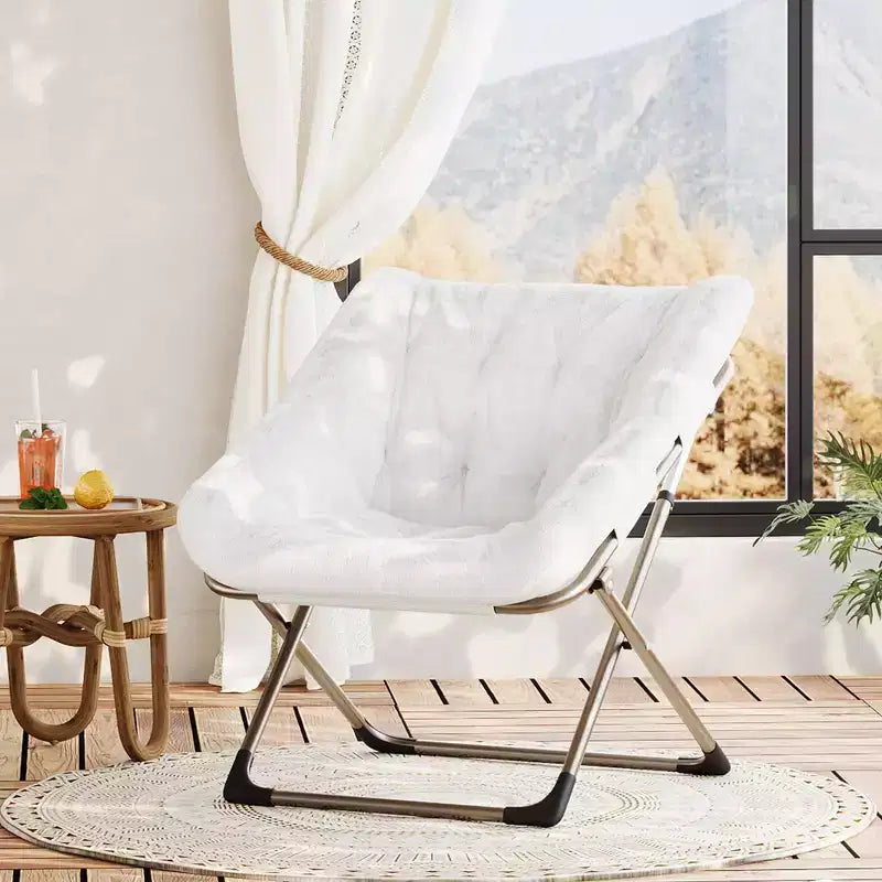 Canapé Paresseux - Fauteuil Soucoupe Confortable avec Coussin Doux et Pieds en Métal, Design Compact Idéal Salons, Appartements et Dortoirs
