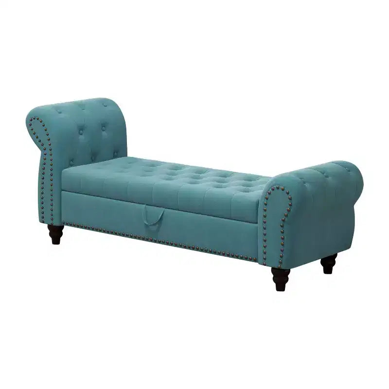Banc Ottomane de Luxe en Velours 64,5", Banc de Rangement en Bout de Lit, Banc Ottomane d'Appoint Géométrique Élégant pour Salon, Capacité de 400lbs