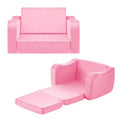 2 in 1 Kids Sofa Fold Out Toddler Couch Convertible Chair to Lounger with Armrests Pink