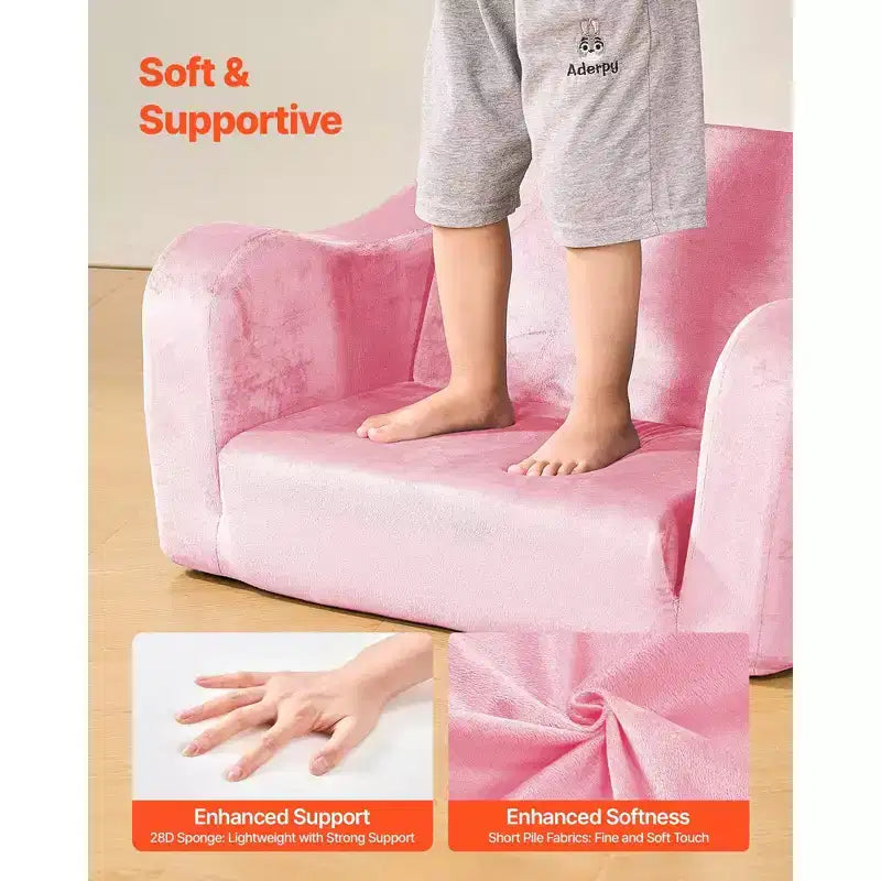 1 canapé pour enfants, pliable, pour tout-petits, convertible en chaise longue avec accoudoirs, rose