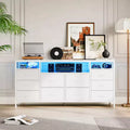 63 Inch Fabric Tv Stand With 10 Drawers Led With Power Socket Suitable For Living Room Bedroom 65-75 Inch Tv Storage Box