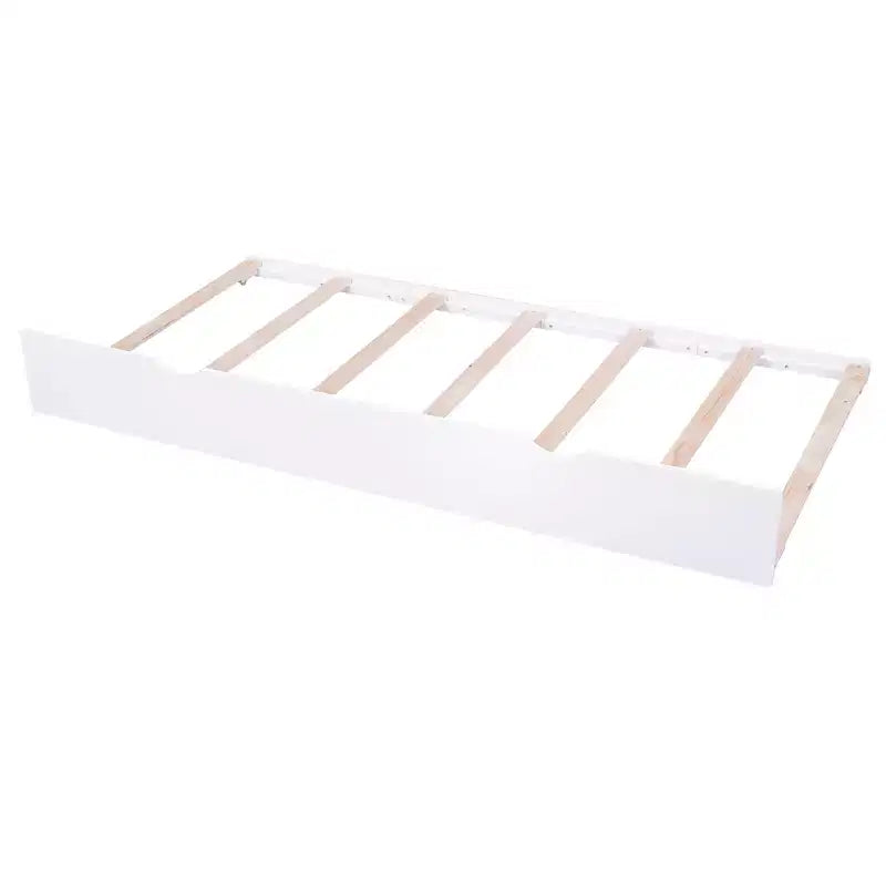 Lit plateforme de rangement Dunn avec étagères coulissantes et lit gigogne double XL