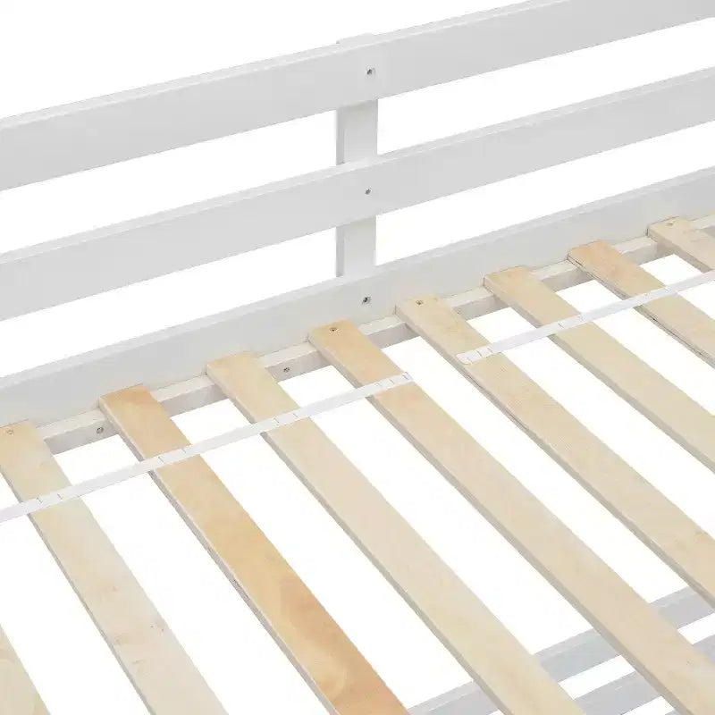 Lit superposé double sur grand format avec toboggan, barrières de sécurité et escalier de rangement