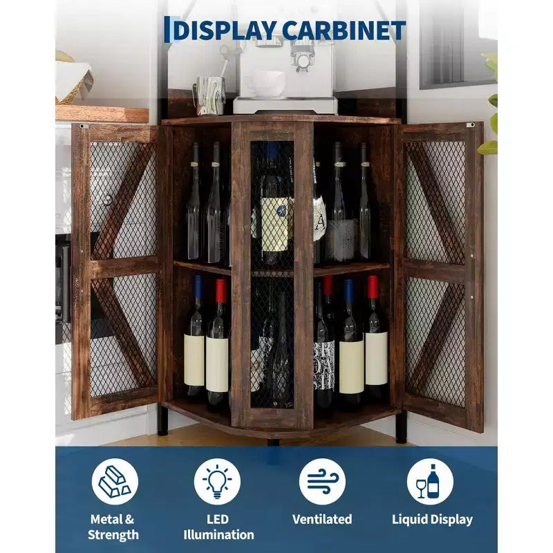 Étagère d'angle, armoire de rangement peu encombrante avec étagères ouvertes pour cuisine et salon