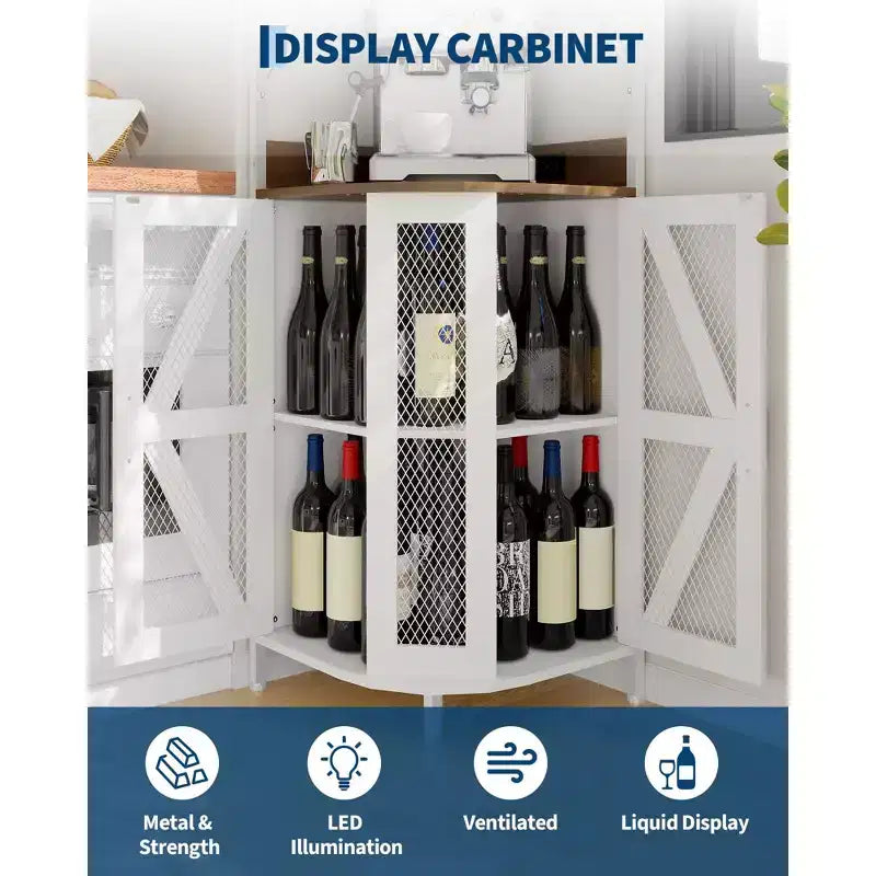 Étagère d'angle, armoire de rangement peu encombrante avec étagères ouvertes pour cuisine et salon