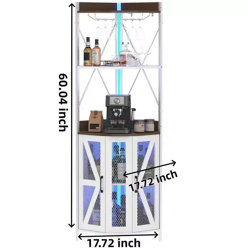 Étagère d'angle, armoire de rangement peu encombrante avec étagères ouvertes pour cuisine et salon