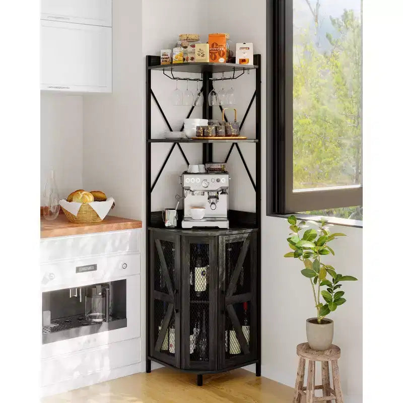COZONY 5-Tier Corner Shelf, Space-Saving Storage Cabinet w/ Open Shelves for Kitchen & Living Room
