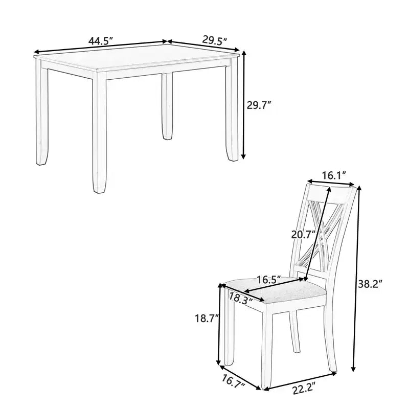 Ensemble de salle à manger rustique Tierney GDFStudio 5 pièces en hévéa avec revêtement et 4 chaises à dossier en X