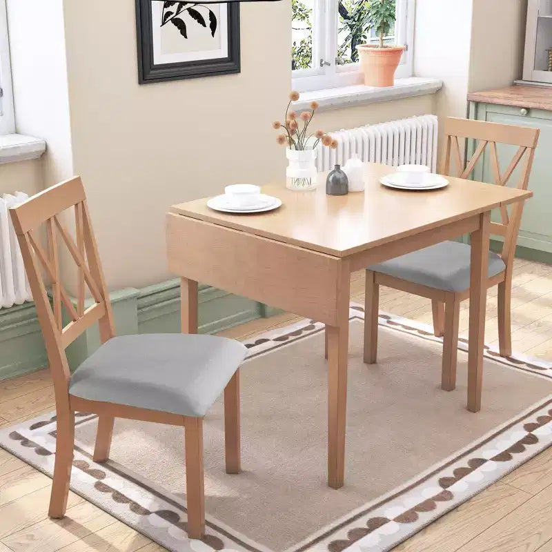 Ensemble de salle à manger extensible 3 pièces avec 2 chaises rembourrées, table à manger en bois avec abattants pour petit espace