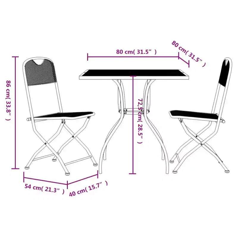 vidaXL Ensemble de jardin à dîner en maille métallique anthracite