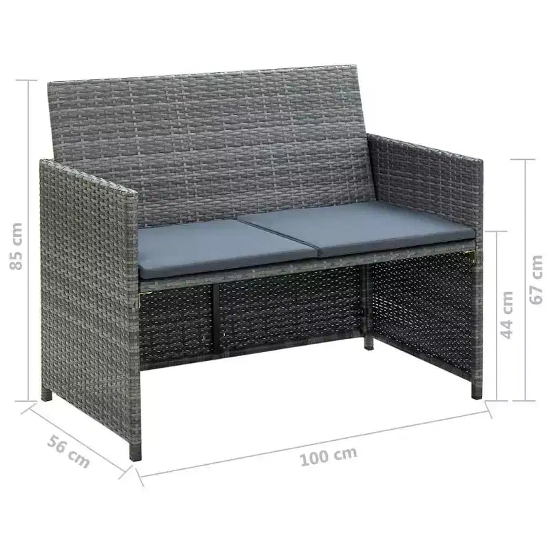 vidaXL Ensemble de canapés Résine tressée, acier revêtu par poudre, polyester Moyen
