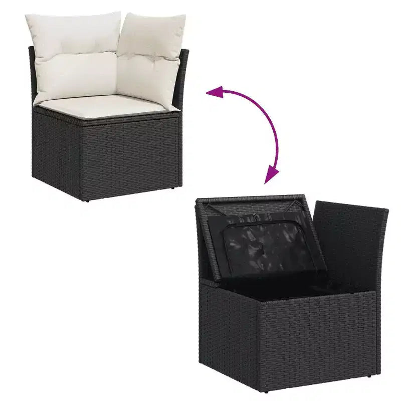 vidaXL Ensemble de canapés de jardin modulables avec coussins et rangements - Plusieurs coloris disponibles