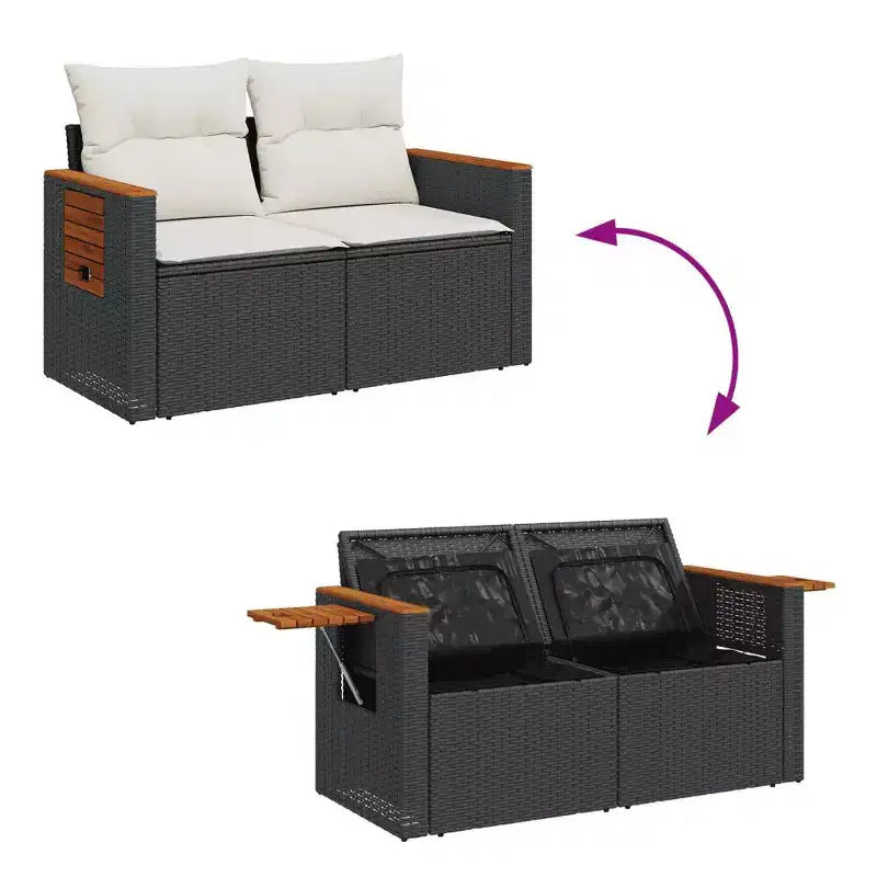 vidaXL Ensemble de canapés de jardin modulables avec coussins et rangements - Plusieurs coloris disponibles