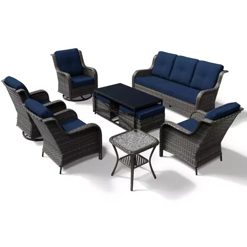 Ensemble de salon d'extérieur haut de gamme UPTIOT avec canapé, fauteuils pivotants et ottoman pour un confort et un style optimaux