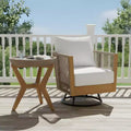 Christopher Knight Home Wei Modern 2 Piece Acacia Patio Swivel Chair and Side Table Set with Handwoven Rope Design