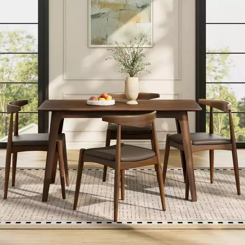 Christopher Knight Home Ahmad Ensemble de salle à manger moderne 5 pièces en bois d'hévéa avec chaises rembourrées en similicuir et table rectangulaire