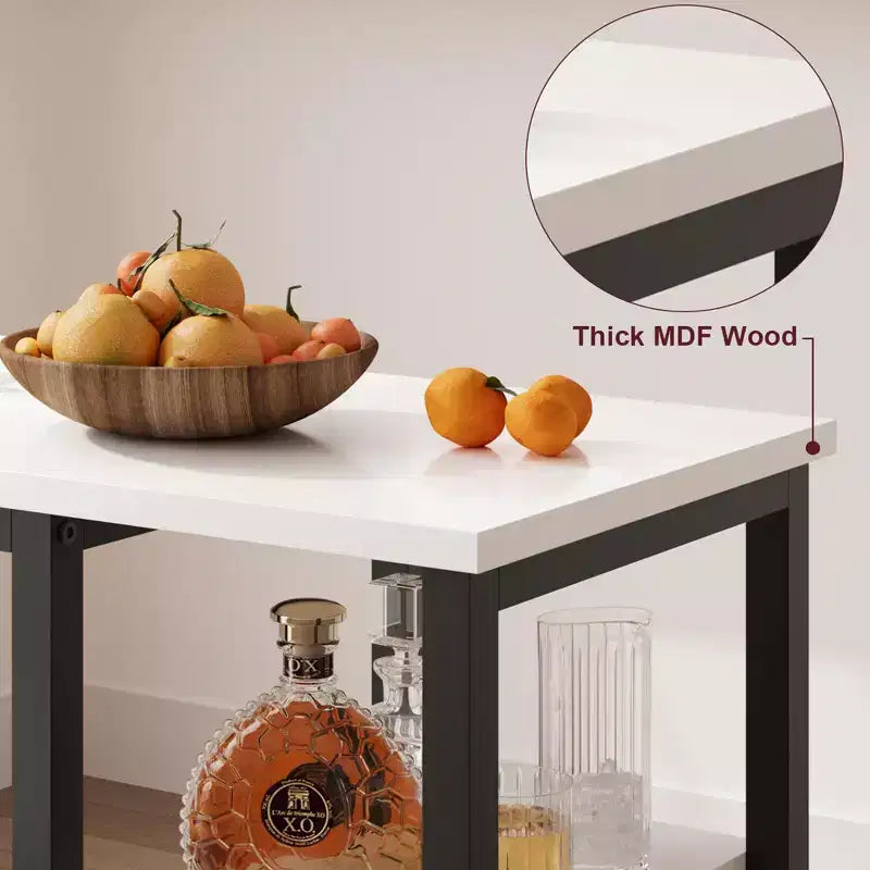 Ensemble table de bar et chaises 3 pièces avec 2 tabourets et étagères de rangement à 3 niveaux, table de comptoir de cuisine peu encombrante pour maison/cuisine