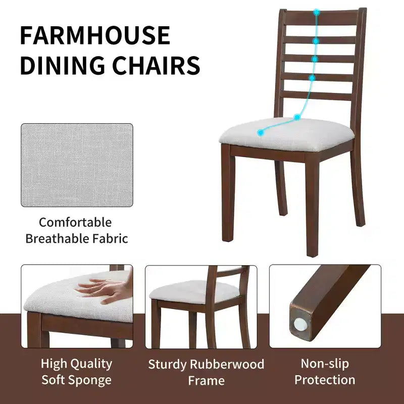 Ensemble de salle à manger extensible 5 pièces GDFStudio Gomez avec rallonge de 45 cm