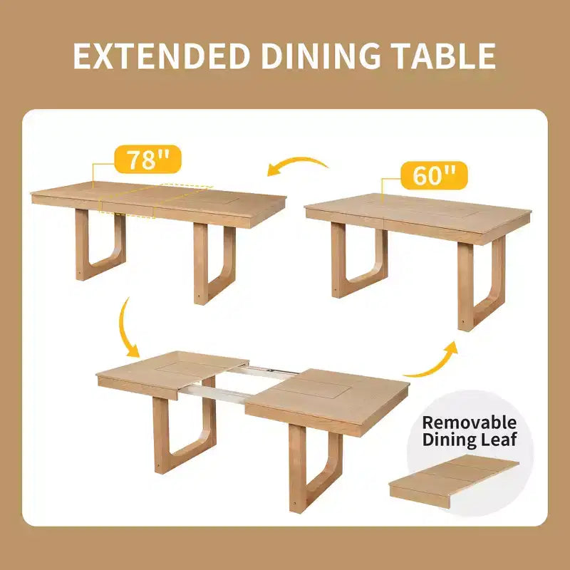 Ensemble de salle à manger extensible 5 pièces GDFStudio Gomez avec rallonge de 45 cm