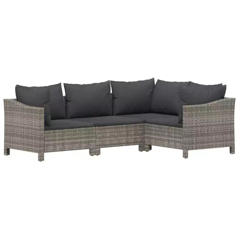 vidaXL Salon de jardin gris en résine tressée 7 pièces modulable