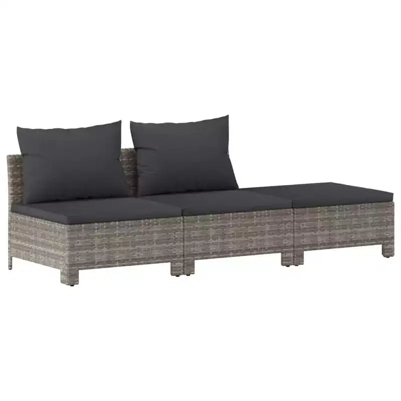 vidaXL Salon de jardin gris en résine tressée 7 pièces modulable