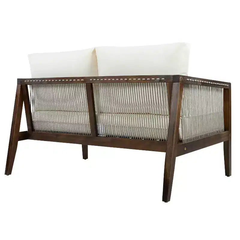 Christopher Knight Home Oliver Ensemble de patio côtier moderne 2 pièces en bois d'acacia et corde avec causeuse et table basse